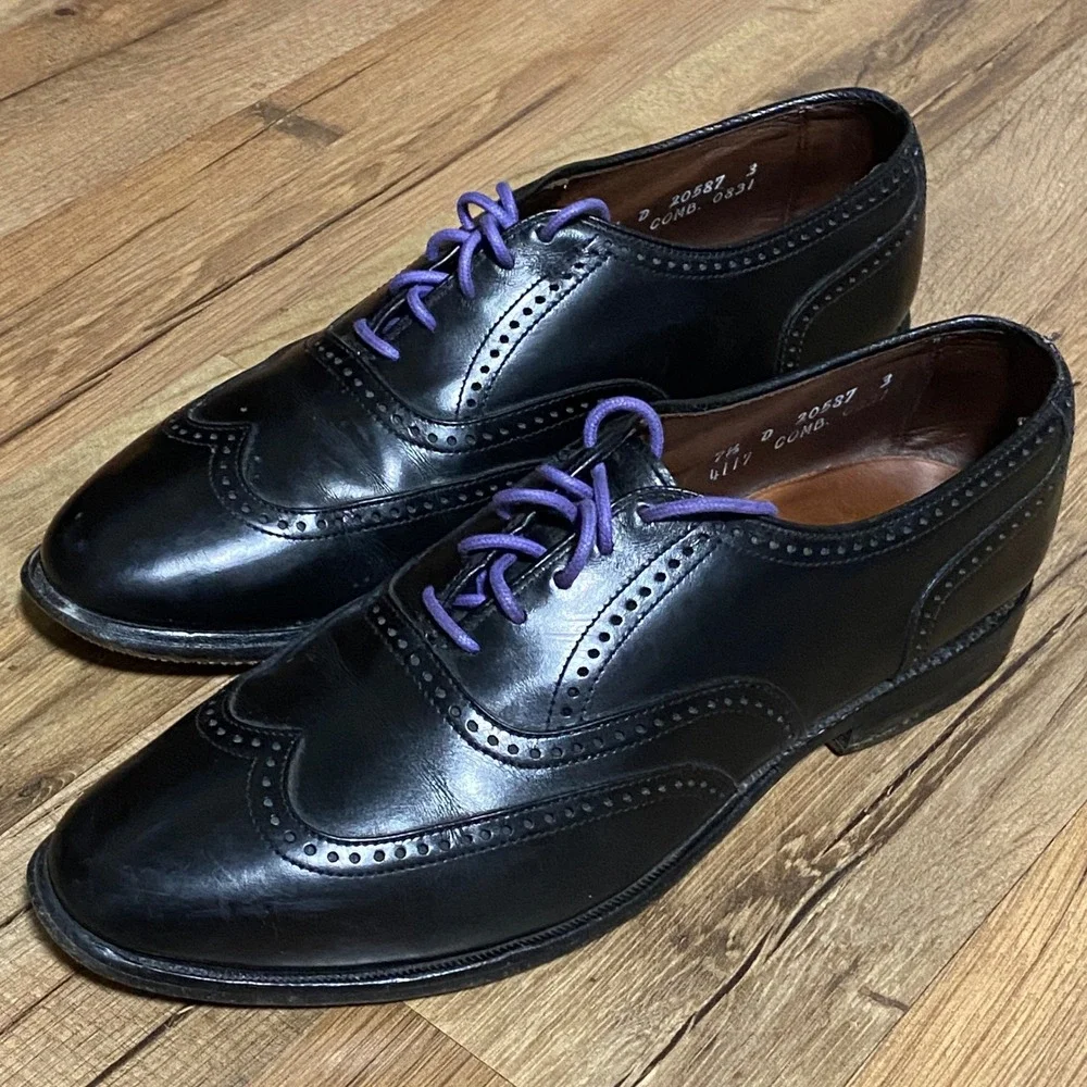 Allen Edmonds Marlow Mens Black Leather Wingtip Oxford Shoes Size 7.5 D